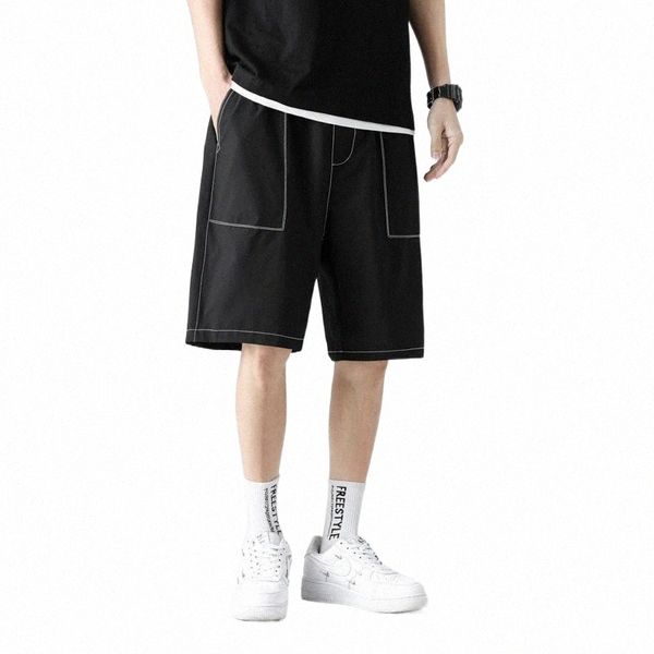 

men's shorts elastic waist plus size male fashion casual gym with pockets loose drawstring oversize menmen's u04e#, White;black
