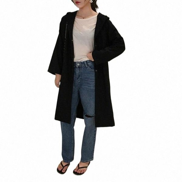 

women's trench coats alien kitty autumn coat women hooded collar casual loose female office lady long sleeve solid work wear s6ml#, Tan;black