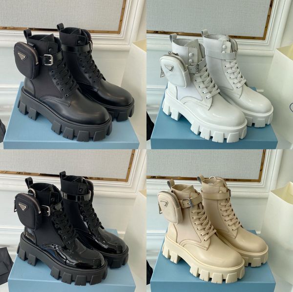 

2022ss women designers rois boots ankle martin boots and nylon boot military inspired combat bouch attached to the with bags size 35-42 with, Black