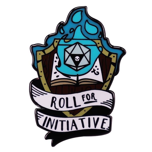 

blue flame roll for initiative enamel pin skull dice badge brooch jewelry backpack decoration accessories