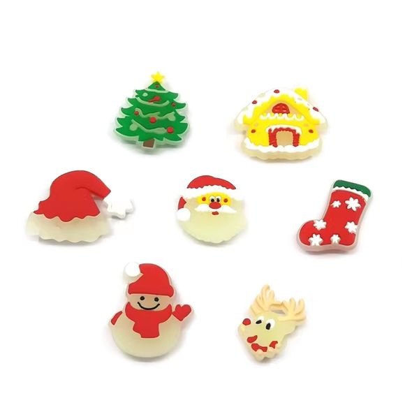 

christmas cartoon luminous like old man etc croc charms for shoe pendant by boys or girls for decoration., White;pink