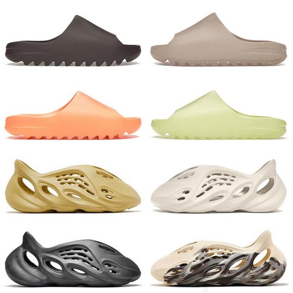 

designer foam runner mens women slippers slides shoes size 13 luxury fashion pure enflame orange sulfur cream clay arart desert san sli238e, Black