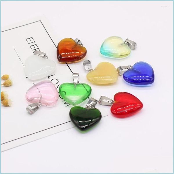 

charms charms 2022 natural semi-precious stone rough quartz mineral solid color heart pendant for making diy necklace accessories siz dhg0w, Bronze;silver