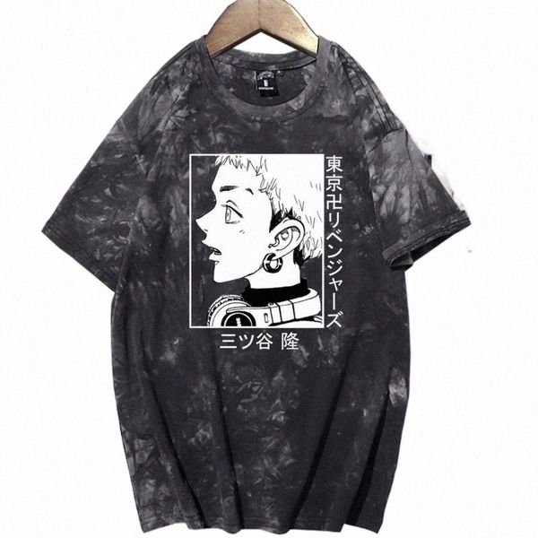 

men's t-shirts mitsuya takashi print t-shirt harajuku tokyo revengers street style o-neck tie dye clothes hip hop teesmen's j2mx#, White;black
