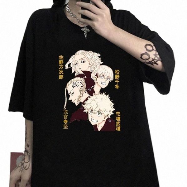 

men's t-shirts harajuku tokyo revengers draken/ryuguuji ken hanagaki takemichi sano manjiro/mikey matsuno chifuyu friend casual t-shirt, White;black