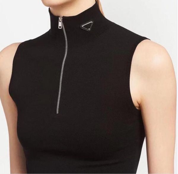 

women tanks fashion letters inverted triangle embroidery vests spring autumn knit camis high collar vest short shirt lady elastic clothing, White
