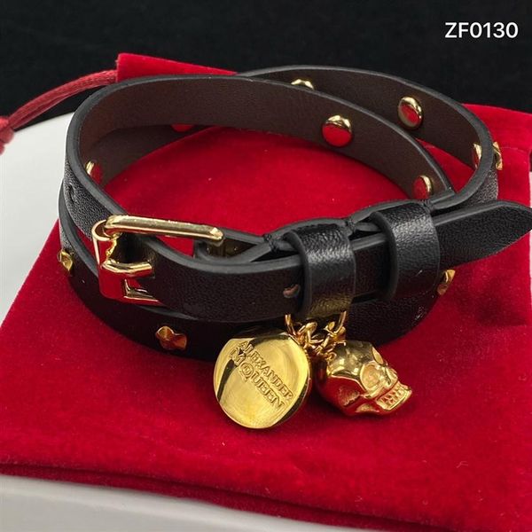 

new designed charm skull pendants rivet leather ladies double circles bracelets women's choker necklace punk style couple bracelet185r, Golden;silver
