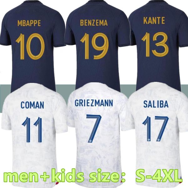 

size s-4xl 2022 france soccer jersey world cup benzema mbappe griezmann pogba kante french giroud homme enfant 22 23 men kids kit set maillo, Black;yellow