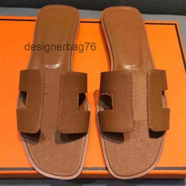 

designer sandals ladies leather herms slippers summer slipper beach h classic flat woman lady cartoon big head2822, Black