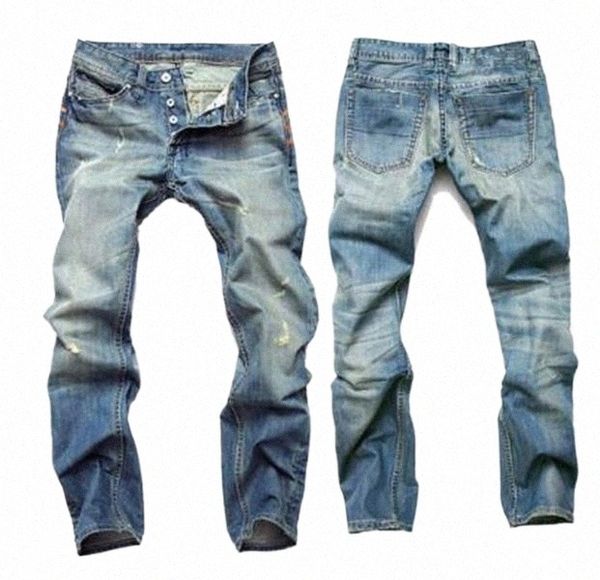 

men's jeans 19ss men slim casual pants elastic trousers light blue quality fit loose cotton denim brand for christmas birthday gift1 j1