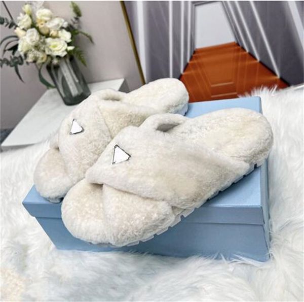 

slippers shearling sabots flat slide sandals women shoes white black comfortable wool slides soft warm fur sandal luxury women designer slip