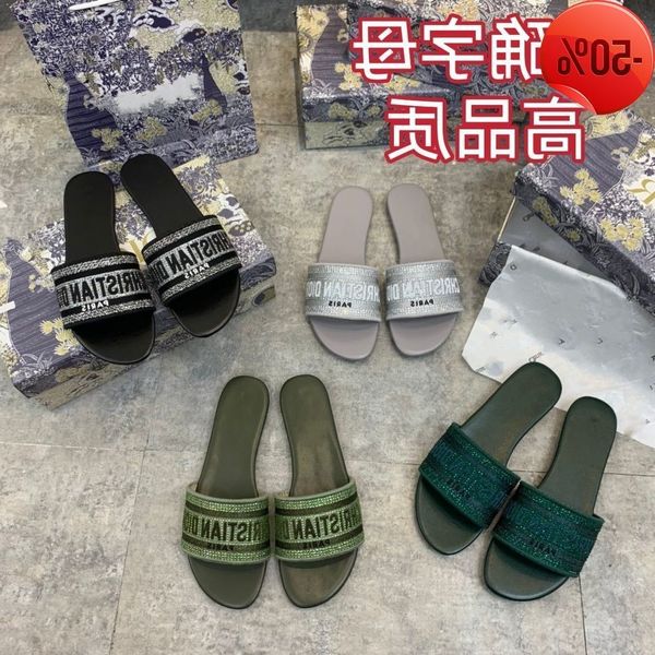 

designer slippers ladies wholesale slippers women wear 2022 new d flat bottom leather one-line slippers which are popular at home and easy t, Black