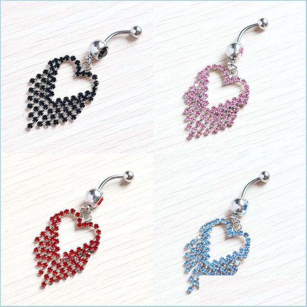 

navel bell button rings 5 colors mix heart style alloy umbilical ring belly button navel rings body piercing jewelry d dhseller2010 dh3j0, Silver