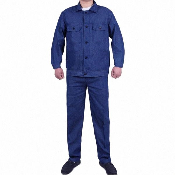 

men's tracksuits summer thin denim suit work clothes men women jacket pants wear-resistant breathable sweat-absorbent labor insurance c, Gray