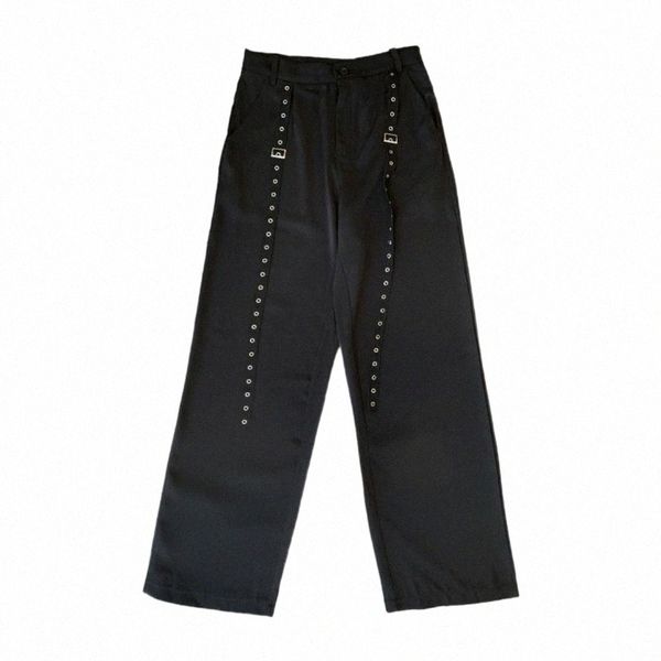 

women's pants & capris spring women harajuku streetwear loose high waist straight wide leg trousers vintage solid hip hop webbing overs, Black;white