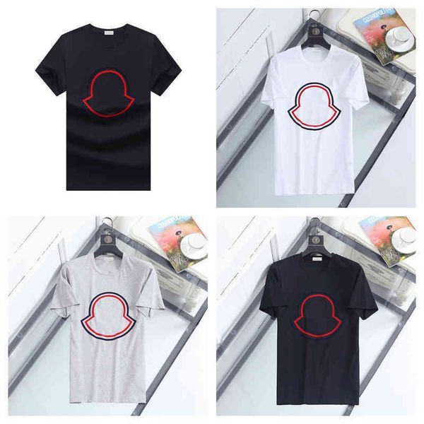 

2022 designers monclair summer men's t-shirt europe and america round neck print youth double mercerized cotton short sleeve men, White;black