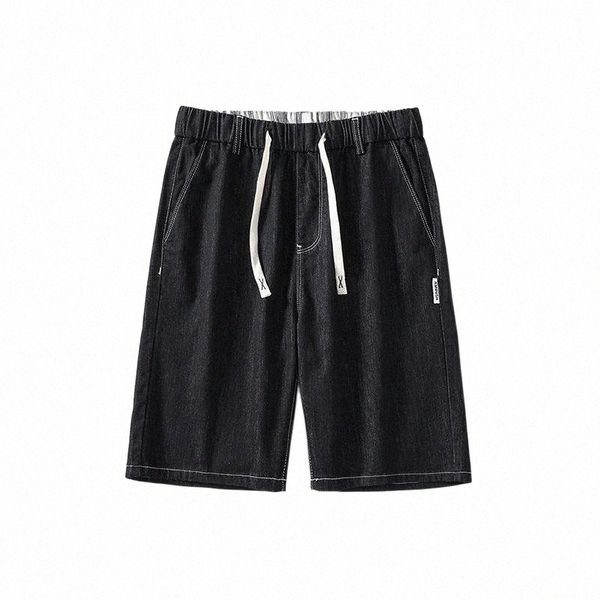 

men's shorts summer five-point denim men's thin section plus size embroidered pants elastic straight pantsmen's o2wr#, White;black