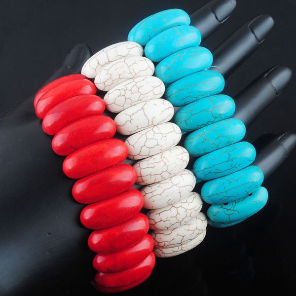 

natural turquoises howlite bracelet strands gemstone 10x25 mm beads stretch bracelet 7 inches for women mens jewelry gift bk302, Black