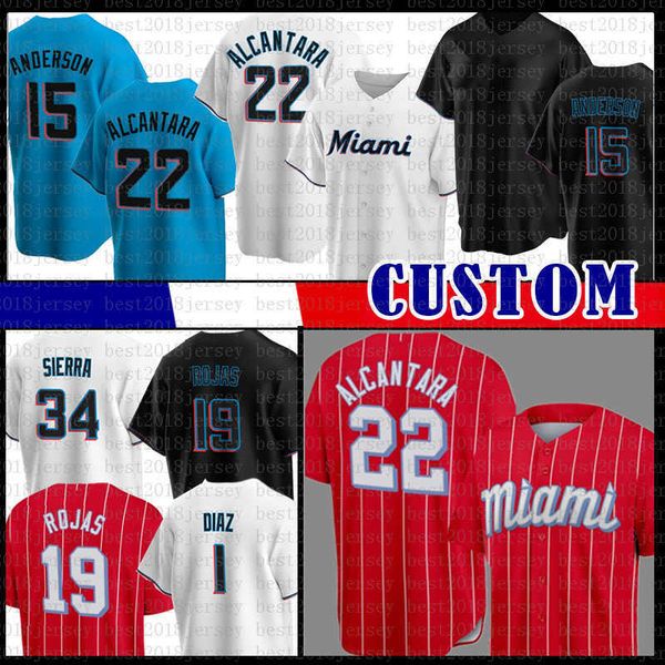 

custom baseball jersey men women kids shirt sandy avisal alcantara anderson miami brinson fernandez garca garrett jackson diaz monte stitche, Black