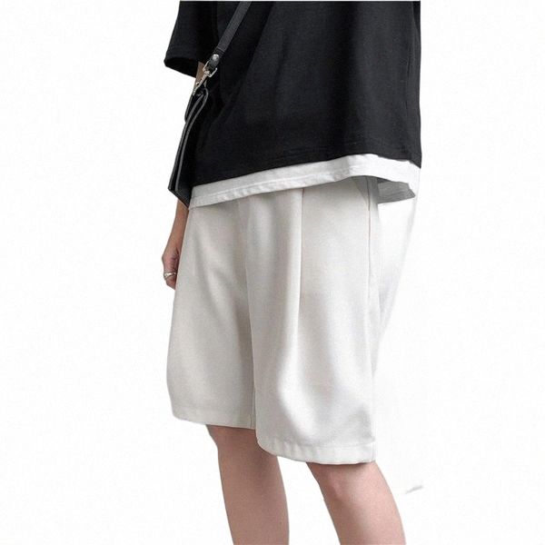 

men's shorts men solid chic all-match summer thin baggy straight ins casual trousers for male harajuku simple clothingmen's z0lk#, White;black