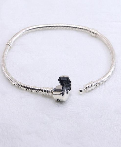 

authentic 925 sterling silver bracelets snake chain with logo bracelet fit, Golden;silver