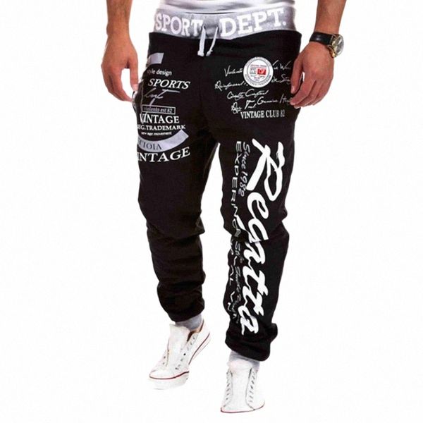 

wholesale-new mens joggers outdoor sports pants sweatpants fashion letter print harem pants sweat men trousers sports wear p0wh#, Black
