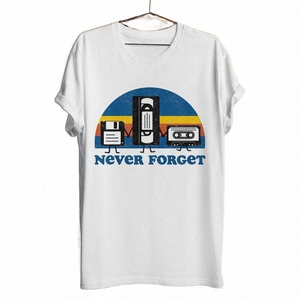 

men's t-shirts never forget floppy disk vhs and cassette tape funny t shirt men summer white casual cool geek t-shirt hommemen's e, White;black