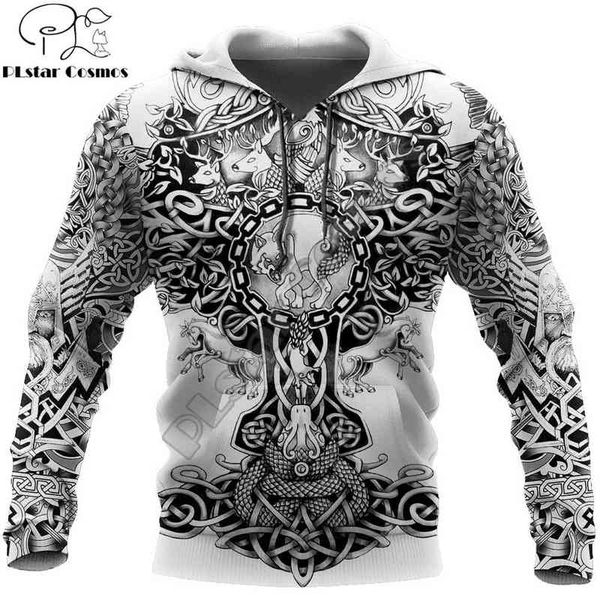 

men's hoodies sweatshirts fashion tattoo mens hoodies sons of vikings 3d printed hoodie harajuku streetwear pullover casual jacket trac, Black