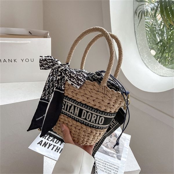 

79% off evening bags outlet online trendy bags woven bucket summer silk scarf beach women's large capacity portable one women's