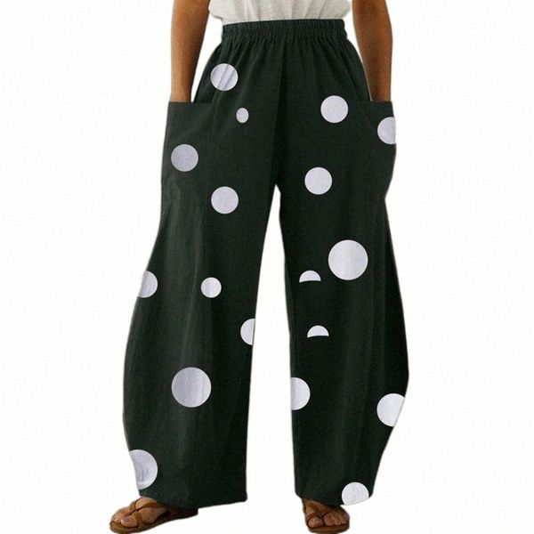 

women's pants & capris 45# harem women summer trousers casual elastic waist cotton linen wide leg loose pantalon clothing plus size u2h, Black;white