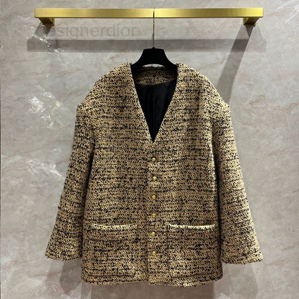 

women's jackets designer wool woven tweed coat women's net red same style beauty temperament slip shoulder loose woolen mohair xvg, Black;brown