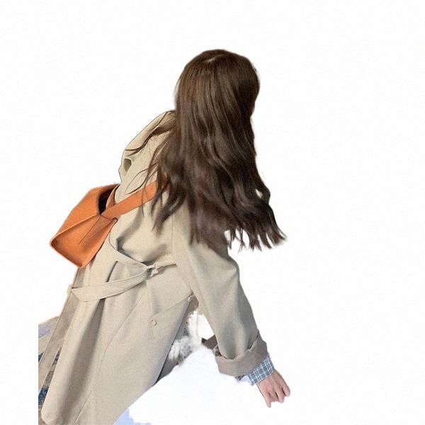 

women's trench coats 2021 khaki windbreaker jacket female spring and autumn retro single-breasted lapel coat casual all-match u79t#, Tan;black