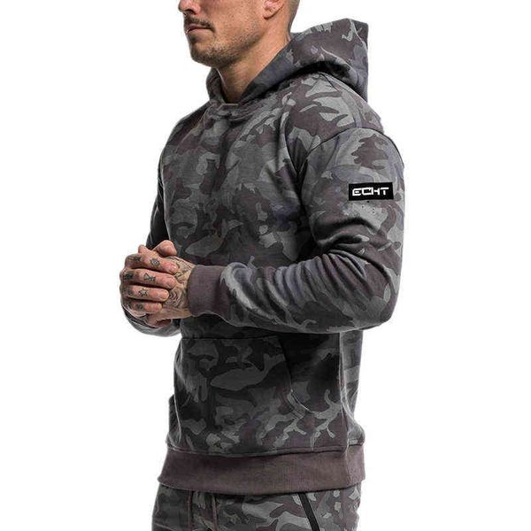 

men's hoodies sweatshirts mens camouflage hoodies fashion casual male gyms fitness bodybuilding cotton sweatshirt sportswear brand coat, Black