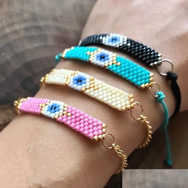 

link chain go2boho evil eye bracelet miyuki turkish bracelets for women pseras wholesale jewelry handmade beads woven j dhseller2010 dhelw, Black