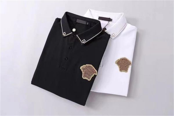 

2022 new polo shirt men's short sleeve t-shirt big summer new lapel embroidery mercerized cotton t-shirt top, White;black