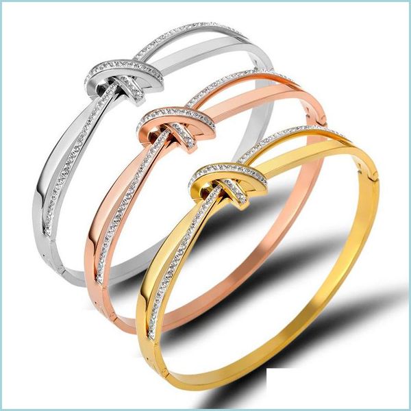 

bangle lovers women bangle europe america japan and south korea gold bracelet stainless steel jewelry mud drill bow brac dhseller2010 dho64, Black