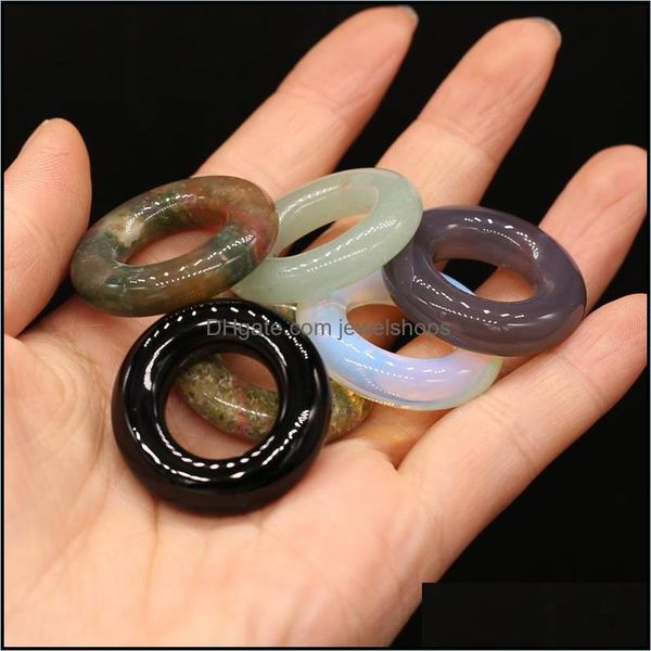 

charms charms 3pcs natural stone pendant round big hole circle beads for diy jewelry necklace bracelet earring making random 30x30mm dhjiy, Bronze;silver