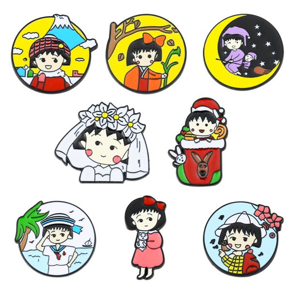 

japanese harajuku style cartoon alloy brooch set 8pcs student sweet anime character badges enamel pins, Gray