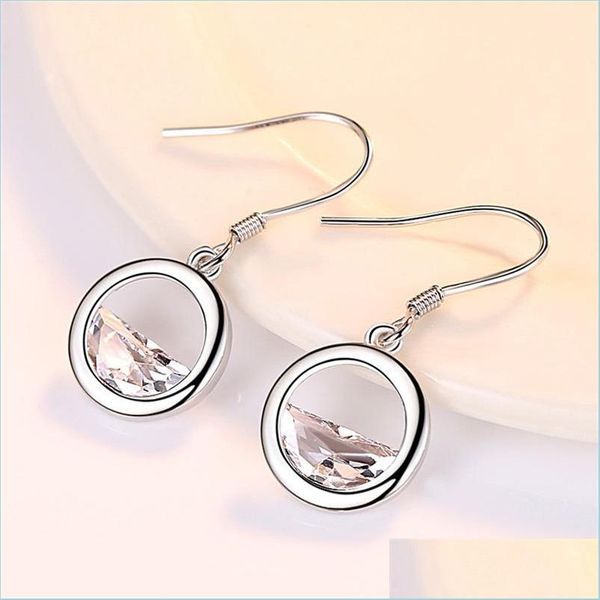 

dangle chandelier 925 sterling sier earrings jewelry woman fashion new crystal zircon retro long round hollow drop deli dhseller2010 dhknc, Silver