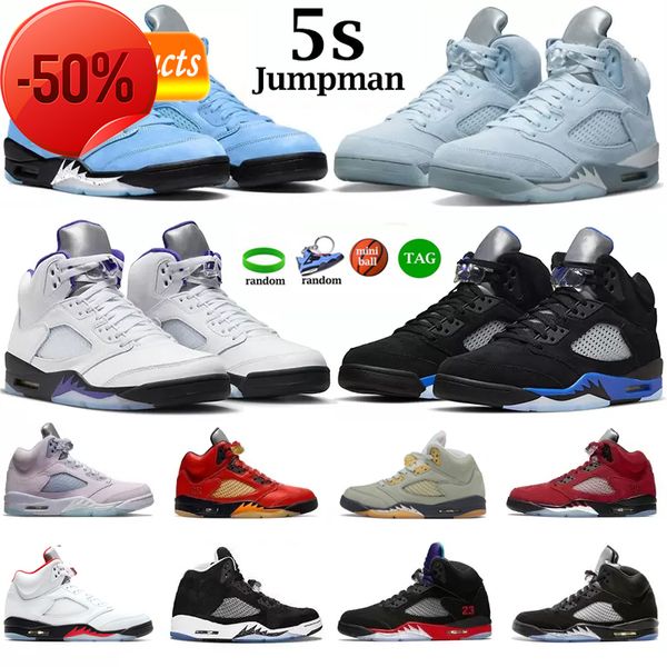 

jumpman 5 5s basketball shoes mens trainers sneakers raging bull stealth bred anthracite white cement outdoor sports eur 40-47, Black