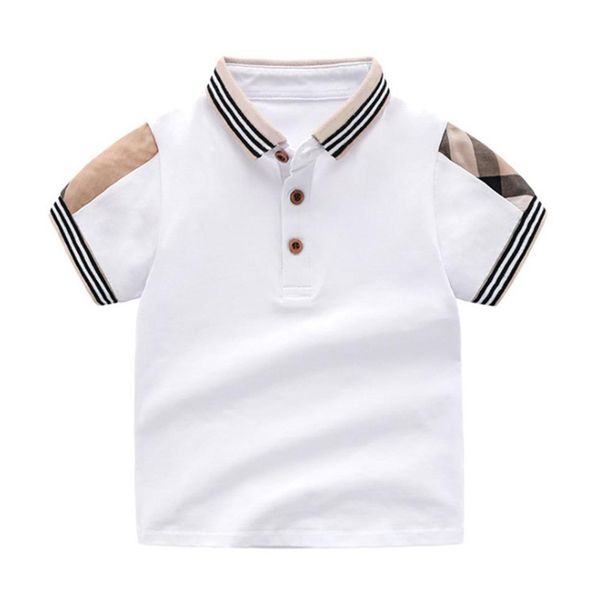 

children t-shirt tees summer kids clothing baby t shirts boys and girls cotton short sleeve lapel plaid259j, Blue