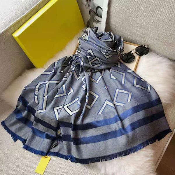 

classic designer scarves with geometric patterns fashion letters print silk scarf for women plaid cotton shawl wraps 180x70cm high qual238s, Blue;gray