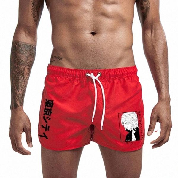 

men's shorts anime men's summer swimwear men swimsuit swimming trunks boxer short beach surf board clothing pantsmen's r13s#, White;black