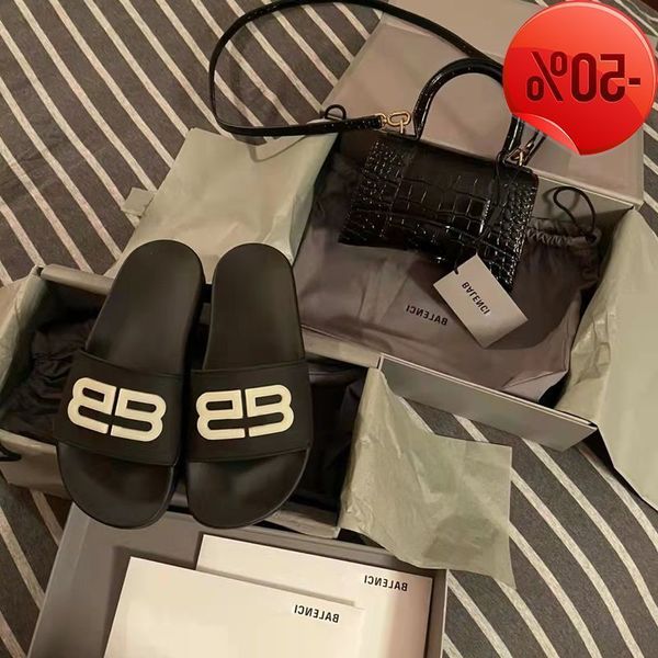 

designer slippers wholesale 2022 summer letter b family tide brand coupl wear slippers for men women waterproof solid color flip flops anti-, Black