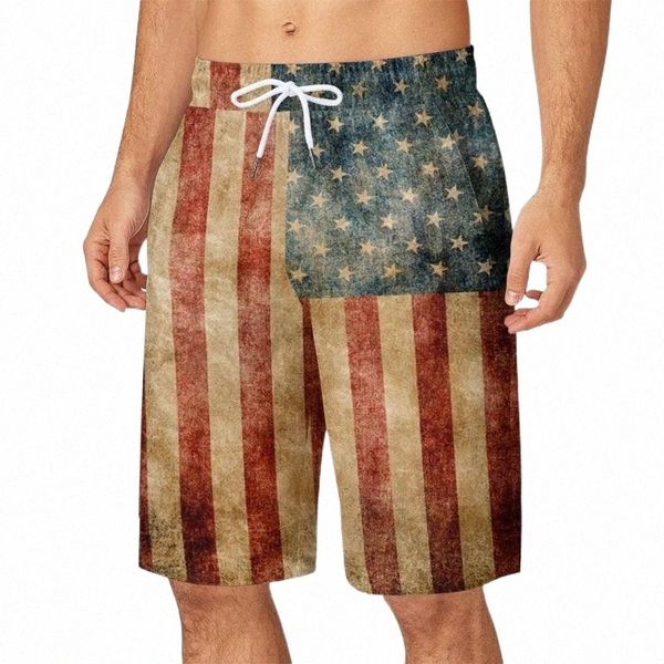 

men's shorts summer mens independence day plus size pocket drawstring loose casual beach sports running five points straight shortsmen&, White;black