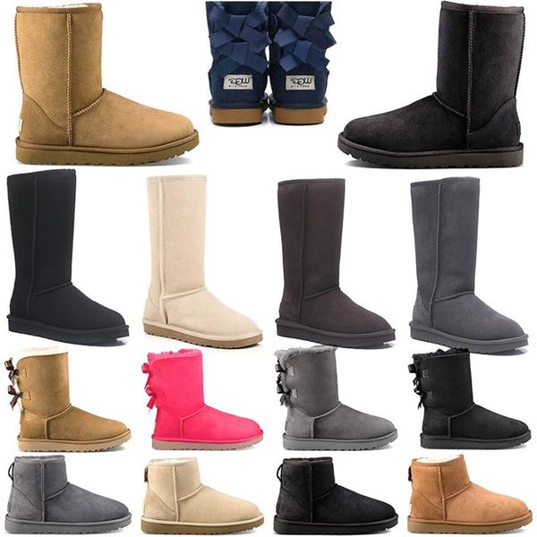 

designer women boots snow booties ankle knee black grey brown red pink blue high womens girl outdoor winter boot size 36-412218