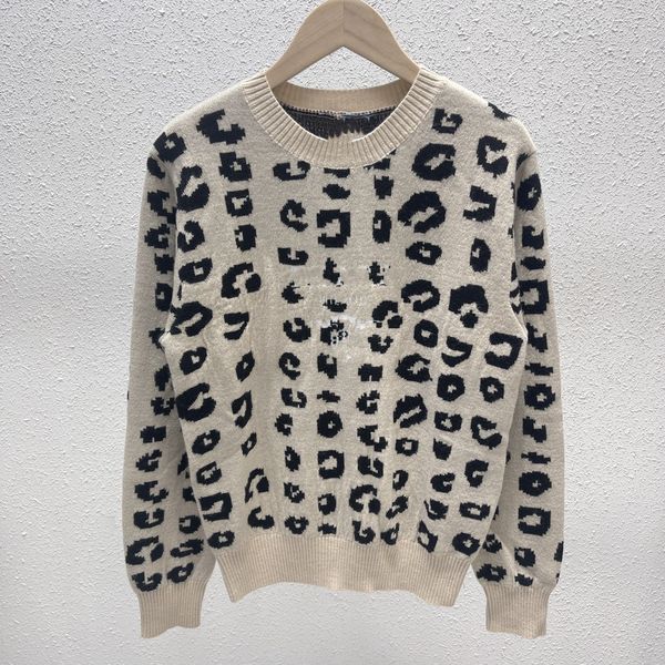 

women's sweaters 2022 european fashion brand autumn and winter new leopard logo knitted sweater, White;black