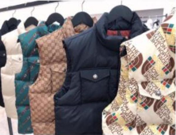 

men vests down vest puffer jacket letter embroidery parkas coat hoodeies stand collar fluffy white duck down outerwear for women windbreaker, Black;white