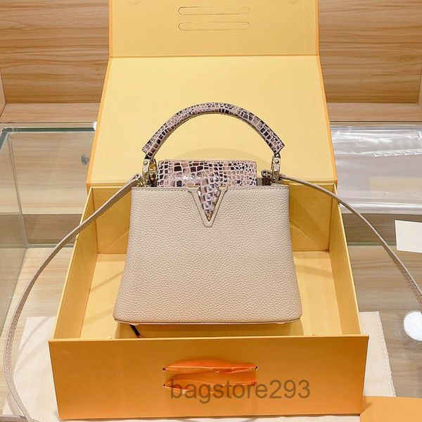 

small tote bag designers womens handbags purses crossbody shoulder bags cowhide leather snake color matching clemence 2022