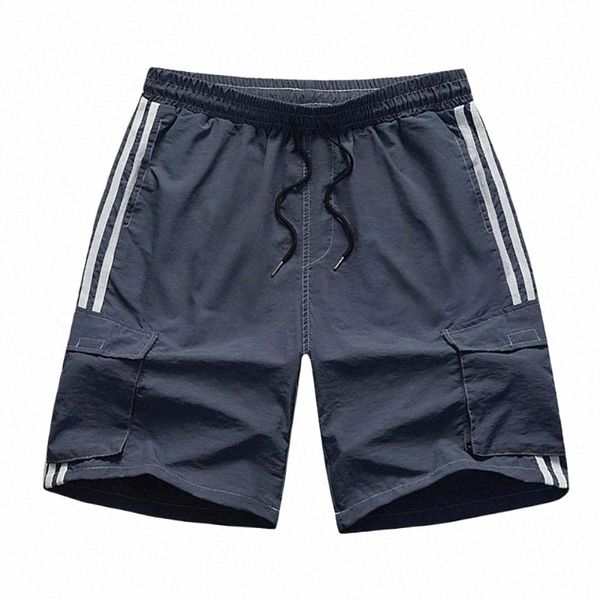 

men's shorts summer wide leg beach skinny quick drying double layer men elastic waist side stripes board short pantsmen's m9ac#, White;black